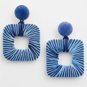 NWT CHICO’S Blue Wrap Square Earrings Nickel Free
